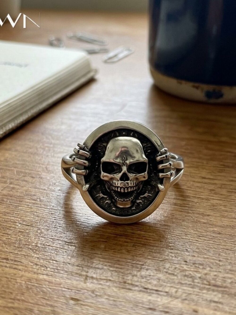 Mens S925 Gothic Skull Cocktail Ring